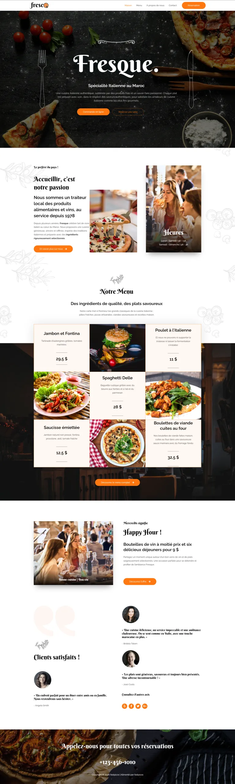 Fresco restaurant, site web créé par Explosif Média