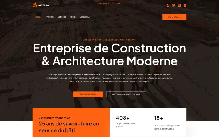 Le site d’Alterra Construction réalisé par Explosif Média