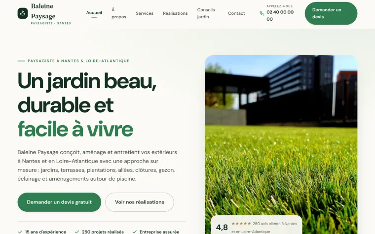 Le site de Baleine Paysage réalisé par Explosif Média