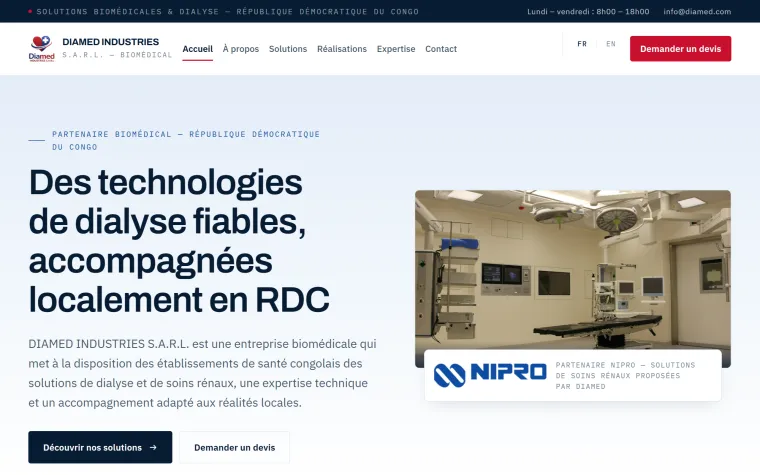Le site de Diamed Industries réalisé par Explosif Média