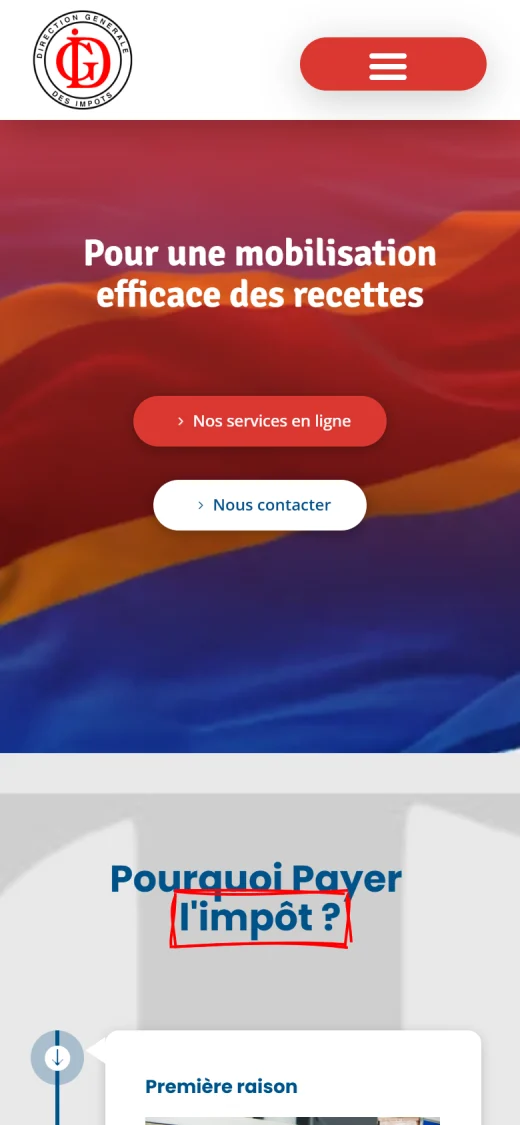 Le site de la DGI affiché sur mobile