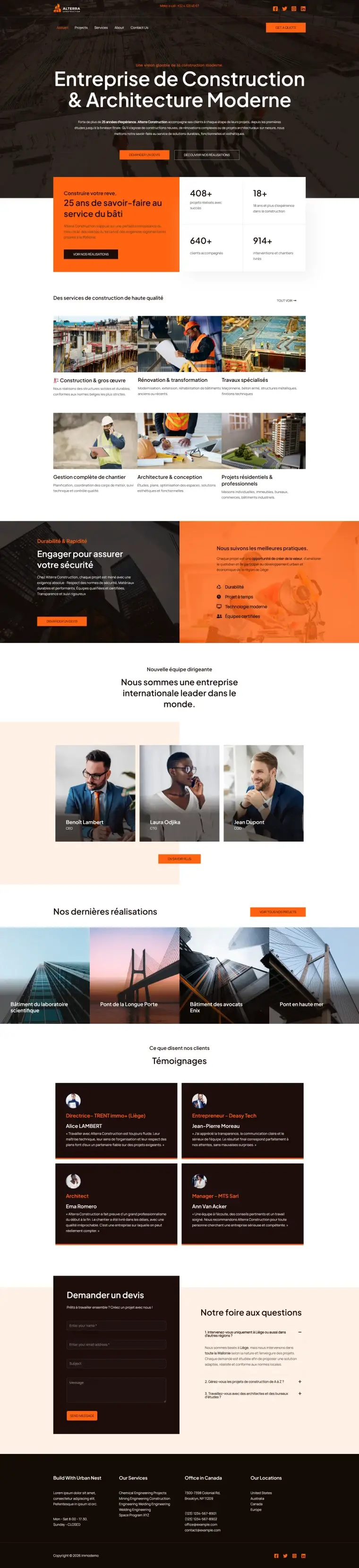 Site d’Alterra Construction réalisé par Explosif Média